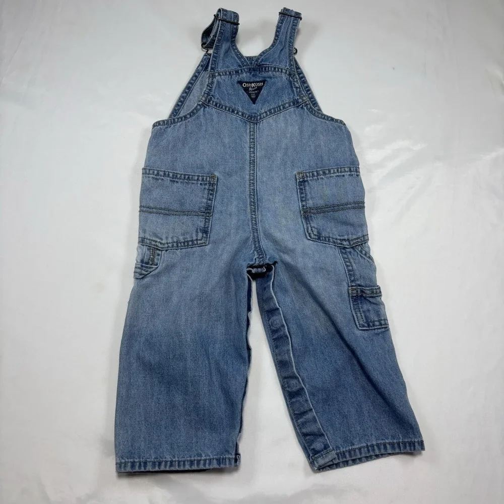 Vintage OshKosh B'Gosh Overalls Vestbak Denim Co Logo Size 18m Snap Legs EUC